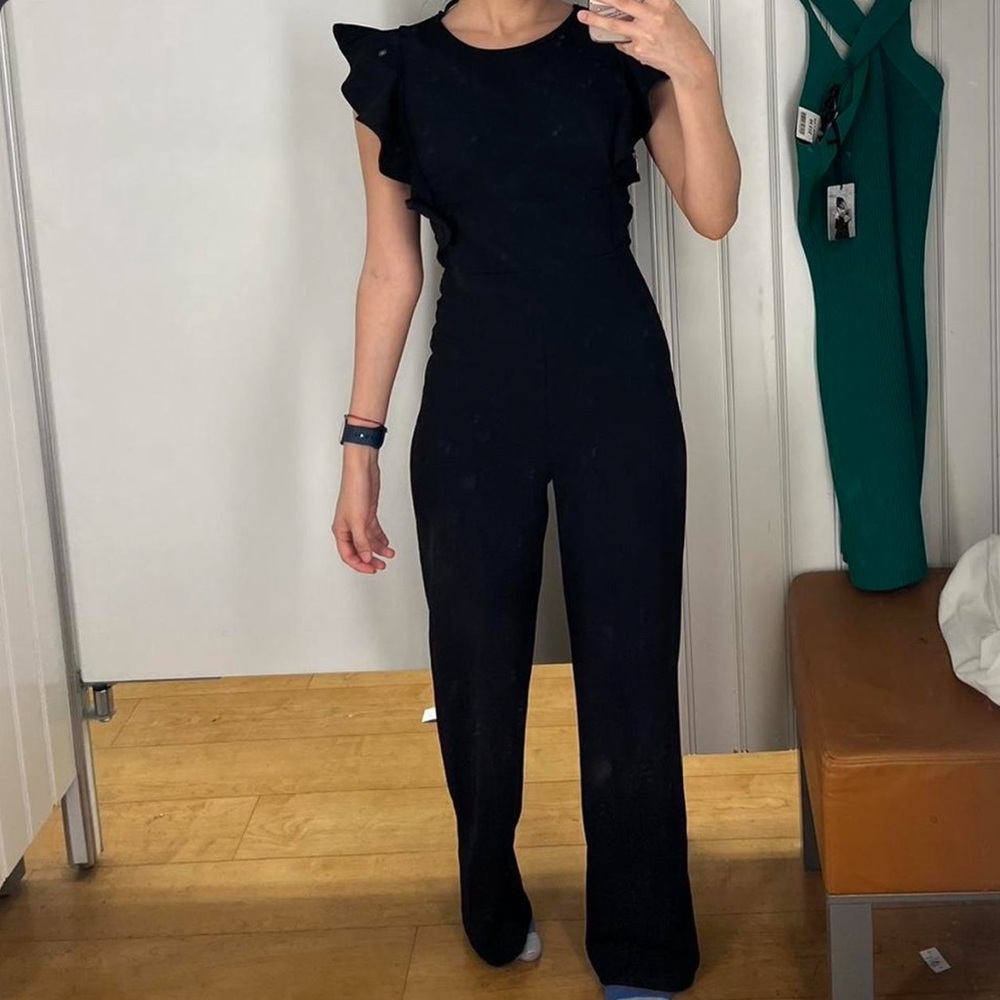 Black Ruffle Sleeve Top - Picture 2 of 3